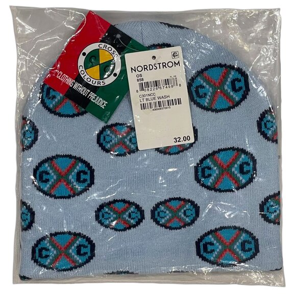 Cross Colours Beanie & Scarf Set — Logo Knit Light Blue — NWT Sealed Giftable - Picture 2 of 10